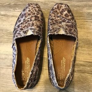 Toms Sequin Leopard Print Slip Ons